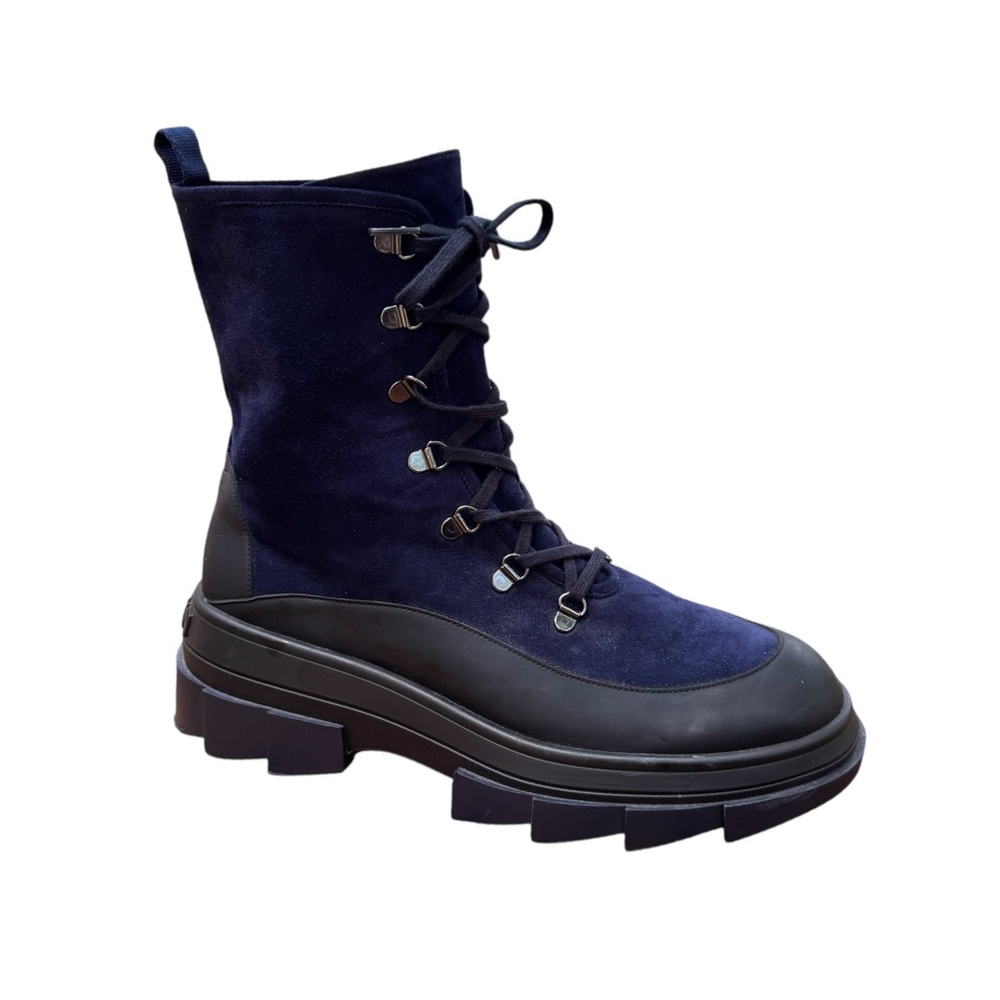 Stuart Weitzman Men’s Blue Suede Lace Up Combat Boots Rubber Sole EU 41